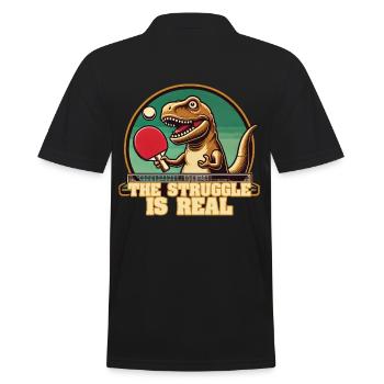 Lustiger T-Rex Tischtennis Struggle Spruch - Männer Poloshirt - Schwarz - Hinten - Kai (181cm)