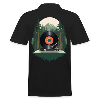 Musik Retro Streetwear Plattenspieler Landschaft - Männer Poloshirt - Schwarz - Hinten - Kai (181cm)