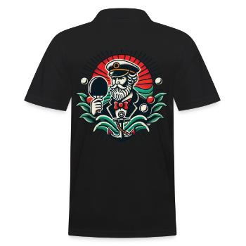 Tennis de table rétro tatouage style capitaine design - Polo Homme - noir - Dos - Kai (181cm)