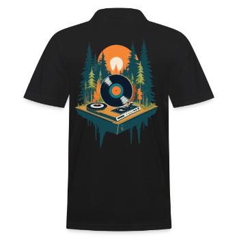 Musik Retro Streetwear Plattenspieler - Männer Poloshirt - Schwarz - Hinten - Kai (181cm)