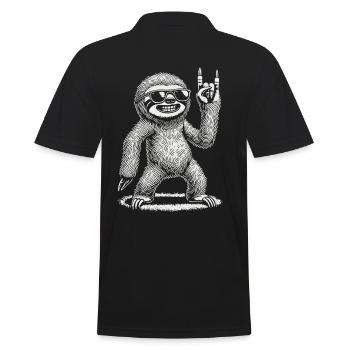 Rock Music Funny Concert Festival Sloth - Men's Polo Shirt - black - Back - Kai (181cm)