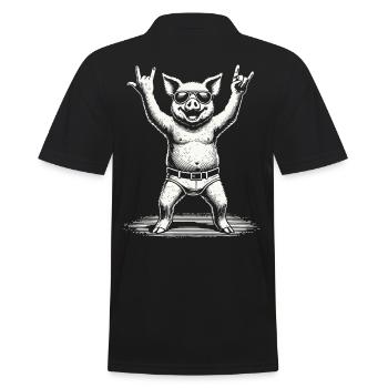 Rock Music Festival Pig Metal Concert Fun - Men's Polo Shirt - black - Back - Kai (181cm)