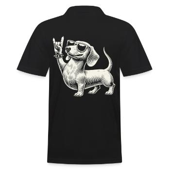 Cooler Dackel Rock Musik Heavy Metal Festival Spaß - Männer Poloshirt - Schwarz - Hinten - Kai (181cm)