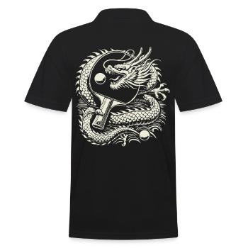Œuvre d’art de tennis de table dragon avec raquette - Polo Homme - noir - Dos - Kai (181cm)