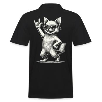 Festival de musique rock drôle chien chihuahua - Polo Homme - noir - Dos - Kai (181cm)