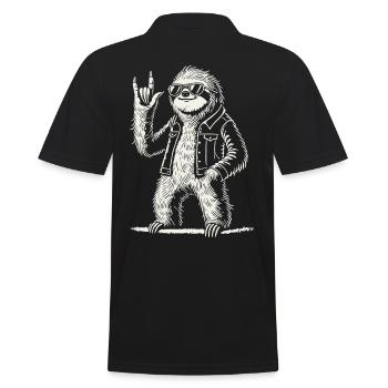 Funny Sloth Rock Music Heavy Metal Festival - Men's Polo Shirt - black - Back - Kai (181cm)