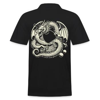 Drachen Tischtennis Kunst für Tischtennisfans - Männer Poloshirt - Schwarz - Hinten - Kai (181cm)