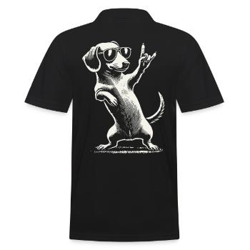Musique rock drôle teckel chien concert design - Polo Homme - noir - Dos - Kai (181cm)