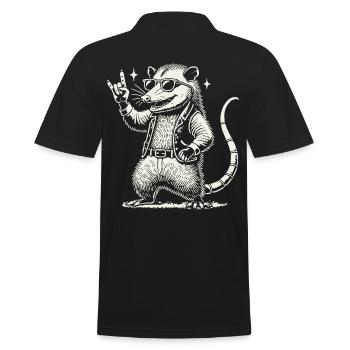 Lustiges Rock Musik Konzert Opossum Retro Stil - Männer Poloshirt - Schwarz - Hinten - Kai (181cm)
