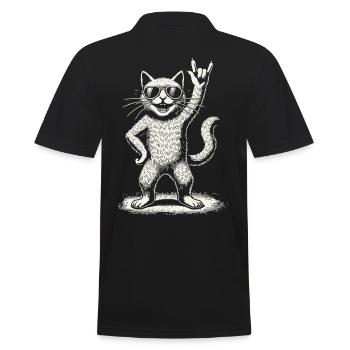Musique rock Drôle de chat Concert de heavy metal - Polo Homme - noir - Dos - Kai (181cm)
