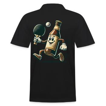 Lustige Bierflasche Tischtennis Spaß Design - Männer Poloshirt - Schwarz - Hinten - Kai (181cm)