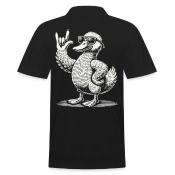 Heavy Metal Ente lustiger Festival Spaß - Männer Poloshirt - Schwarz - Hinten - Kai (181cm)