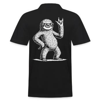 Lustiges Faultier Rock Musik Heavy Metal Konzert - Männer Poloshirt - Schwarz - Hinten - Kai (181cm)
