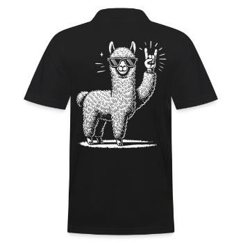 Rock Musik Lustige Heavy Metal Lama Konzert Design - Männer Poloshirt - Schwarz - Hinten - Kai (181cm)