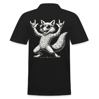 Rock Musik Lustiger Fuchs Konzert - Männer Poloshirt - Schwarz - Hinten - Kai (181cm)