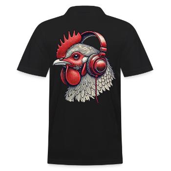 Musik Huhn Kopfhörer Streetwear Outfit Stil - Männer Poloshirt - Schwarz - Hinten - Kai (181cm)