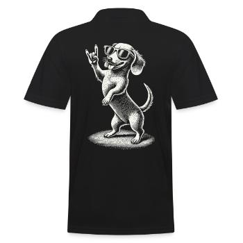 Drôle Heavy Metal Chien Festival Teckel Rétro - Polo Homme - noir - Dos - Kai (181cm)