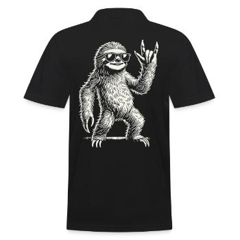 Sloth Rock Music Heavy Metal Concert Festival - Men's Polo Shirt - black - Back - Kai (181cm)