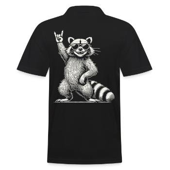 Lustiger Waschbär Rock Musik Retro Festival Vibe - Männer Poloshirt - Schwarz - Hinten - Kai (181cm)