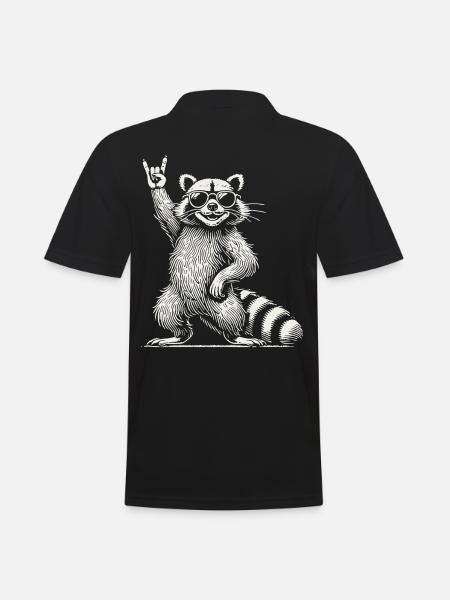 Lustiger Waschbär Rock Musik Retro Festival Vibe - Männer Poloshirt - Schwarz