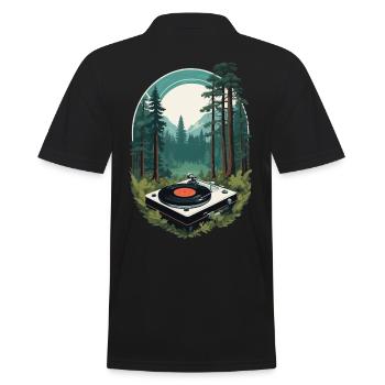 Musik Streetwear Outfit Natur Vinyl Plattenspieler - Männer Poloshirt - Schwarz - Hinten - Kai (181cm)
