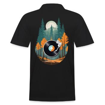 Platine vinyle vintage Musique Rétro Streetwear - Polo Homme - noir - Dos - Kai (181cm)