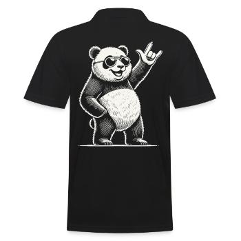 Panda de musique rock rétro avec un geste cool - Polo Homme - noir - Dos - Kai (181cm)