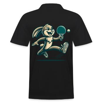 Lapin de tennis de table de dessin animé rétro - Polo Homme - noir - Dos - Kai (181cm)