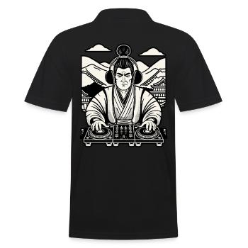 Music Retro DJ Samurai Streetwear Inspiration - Men's Polo Shirt - black - Back - Kai (181cm)