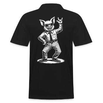 Rock Music Heavy Metal Festival Concert Pig - Men's Polo Shirt - black - Back - Kai (181cm)