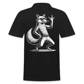 Rock Musik Lustige Heavy Metal Fuchs - Männer Poloshirt - Schwarz - Hinten - Kai (181cm)