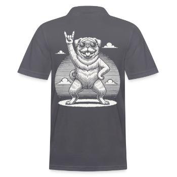 Mops Hund Rock Musik Festival Stil - Männer Poloshirt - Anthrazit - Hinten - Nico (186cm)