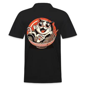 Chat des nouilles ramen streetwear japonaises - Polo Homme - noir - Dos - Kai (181cm)