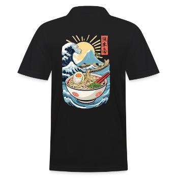 Ramen Noodles Ukiyo-E Japanese Retro Streetwear - Men's Polo Shirt - black - Back - Kai (181cm)