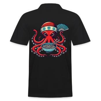 Nouilles Ramen Octopus Retro Japon - Polo Homme - noir - Dos - Kai (181cm)