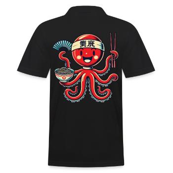 Kawaii Octopus Ramen Lover Nouilles du Japon - Polo Homme - noir - Dos - Kai (181cm)