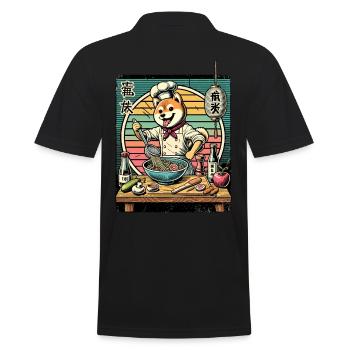 Shiba Hund Ramen Chefkoch Kanji Schrift Retro - Männer Poloshirt - Schwarz - Hinten - Kai (181cm)