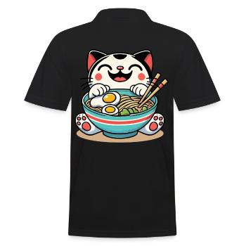 Nouilles Ramen Japonais Streetwear Anime Kawaii - Polo Homme - noir - Dos - Kai (181cm)