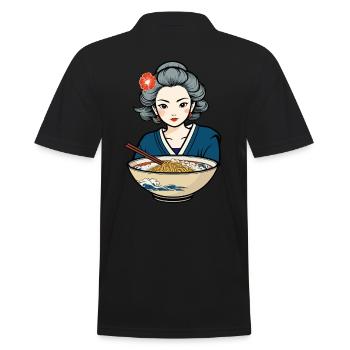 Nouilles esthétiques japonaises Ukiyo-E Retro Ramen - Polo Homme - noir - Dos - Kai (181cm)