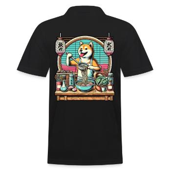Shiba Hund Ramen Chefkoch Kawaii Retro Stil - Männer Poloshirt - Schwarz - Hinten - Kai (181cm)