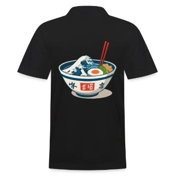 Ramen Noodles Ukiyo-E Japan Retro Aesthetic - Men's Polo Shirt - black - Back - Kai (181cm)