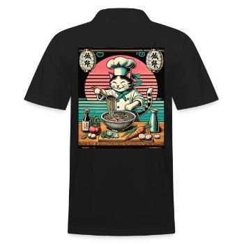 Ramen Nouilles Chats Chef Kawaii Rétro Japon - Polo Homme - noir - Dos - Kai (181cm)