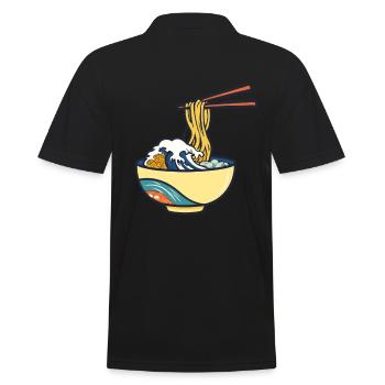 Japanese Ramen Ukiyo-E Retro Aesthetic - Men's Polo Shirt - black - Back - Kai (181cm)