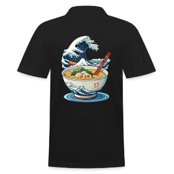 Ramen Ukiyo-E Japanisches Retro Streetwear - Männer Poloshirt - Schwarz - Hinten - Kai (181cm)
