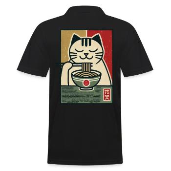Ramen Nouilles Chat Amoureux Rétro Kawaii Chats - Polo Homme - noir - Dos - Kai (181cm)
