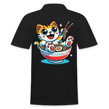 Chat kawaii avec bol de nouilles ramen style anime - Polo Homme - noir - Dos - Kai (181cm)