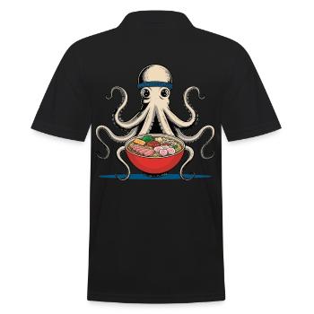 Japanisch Ramen Nudeln Anime Oktopus Illustration - Männer Poloshirt - Schwarz - Hinten - Kai (181cm)