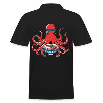 Poulpe Ramen Nouilles Japon Style Rétro - Polo Homme - noir - Dos - Kai (181cm)