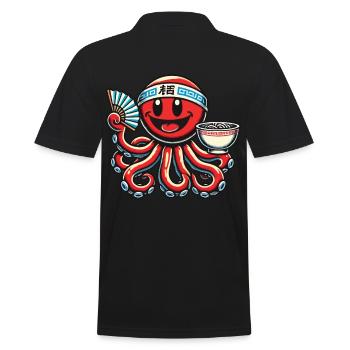 Japanese Anime Ramen Noodles Octopus Fun - Men's Polo Shirt - black - Back - Kai (181cm)