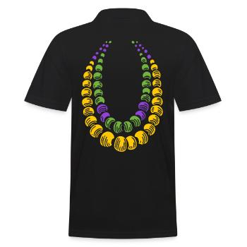 Colorful Mardi Gras necklaces for partygoers - Men's Polo Shirt - black - Back - Kai (181cm)